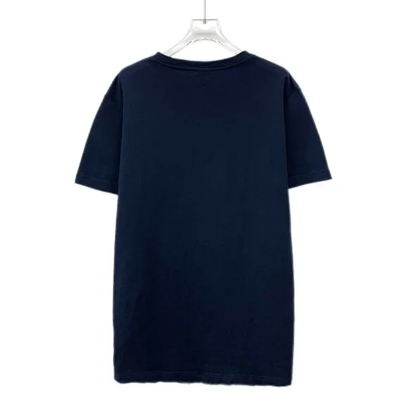 CM0379 Berluti Navy Blue Pocket T-Shirt With Logo Detail Crew Neck Short Sleeves